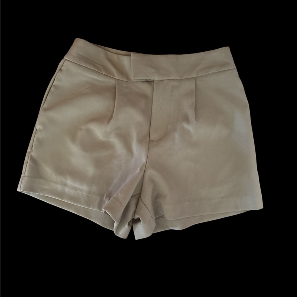 High waisted army green khaki classic dress Shorts pockets size 4